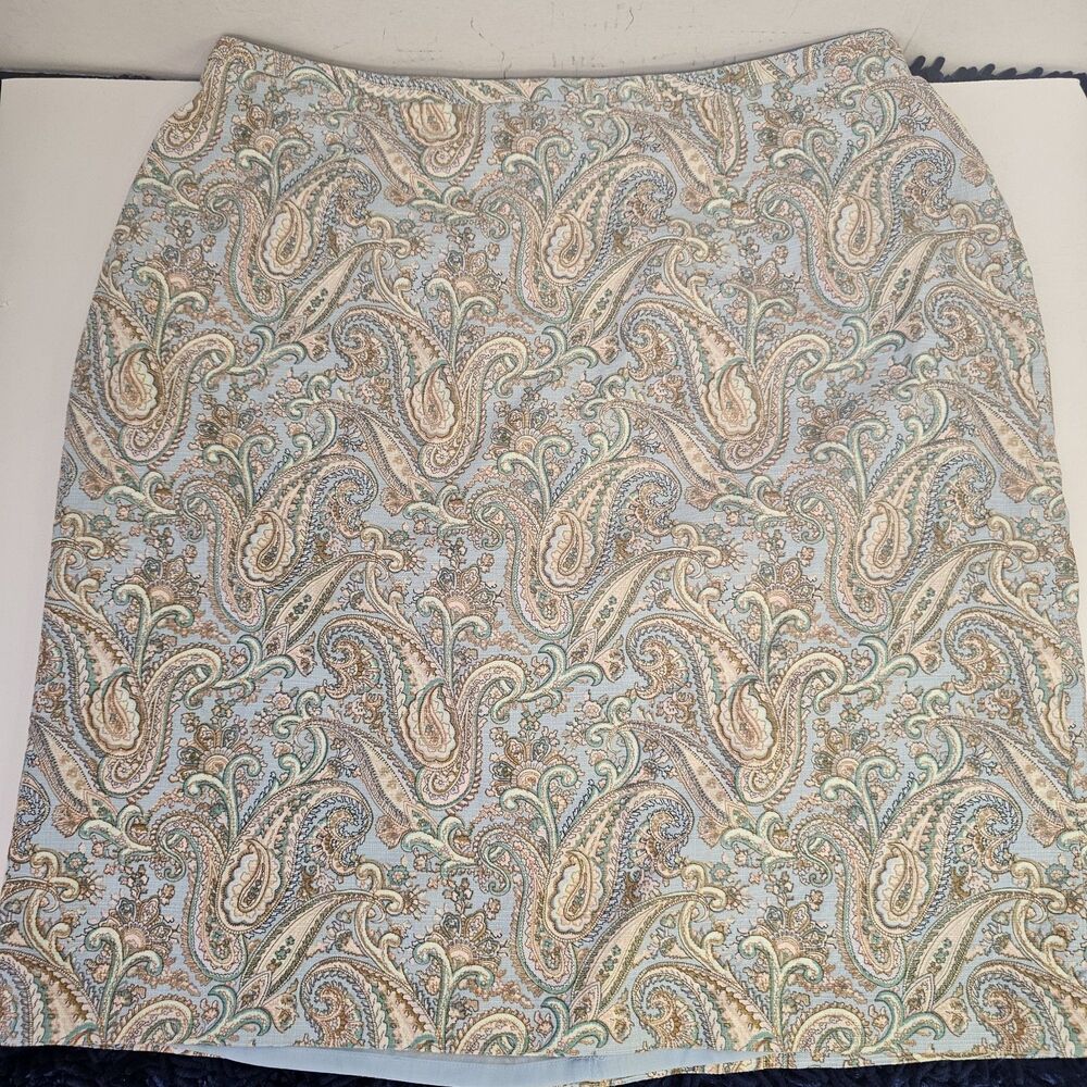 Womens Talbots Skirt Plus Size 16W Paisley A-line Midi  Preppy Casual Boho Q0310